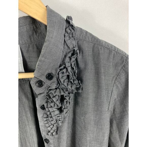 Sibel Saral Ruffle Detail Long Sleeve button Down Shirt Size Medium - Picture 3 of 5